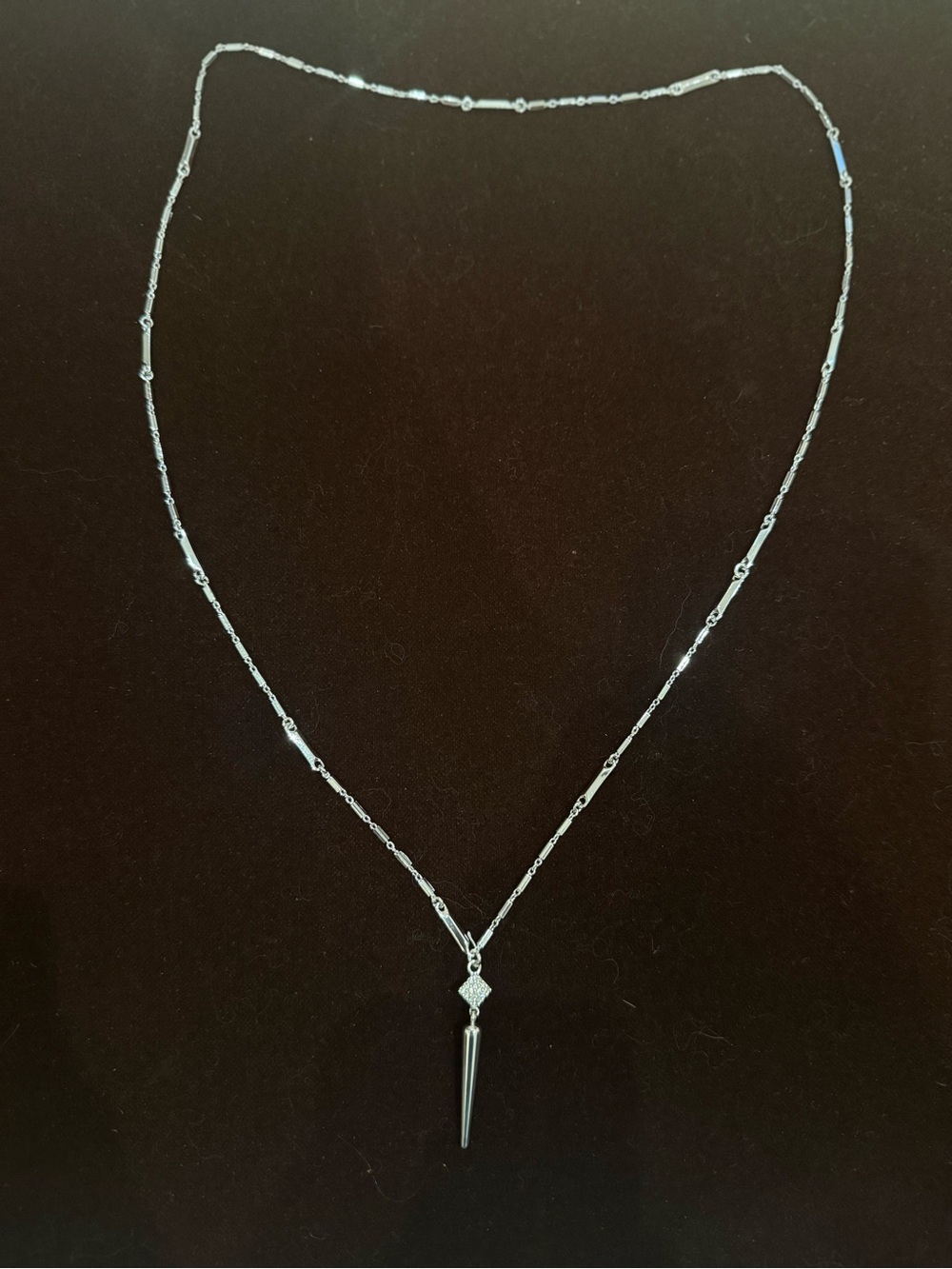 Stella & Dot Silver Spike Pendant Necklace - Women's Elegant Silver Chain